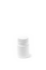 Medicine white pill bottle isolated on white background. Drug, illustration.