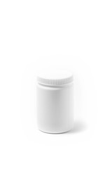 Medicine white pill bottle isolated on white background. Drug, illustration.