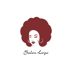 circle hair style icon, logo women face on white background, vector