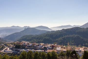 Fototapeta na wymiar Panoramic view of La Vall de Laguar Campell town in Alicante, Spain