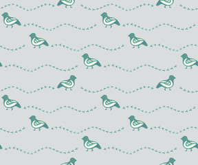 Seamless cute bird illustration pattern