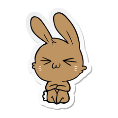 sticker of a cute cartoon rabbit
