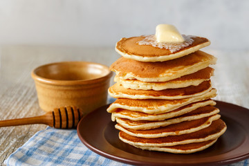 Stack of pancakes on a plate