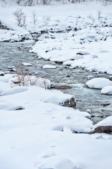 長野県白馬村 松川の雪景色