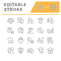 Set line icons of insurance