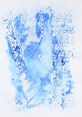 Abstract background and texture of watercolor patterns. Blue painting originale. 