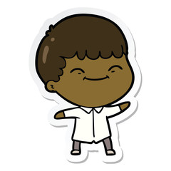 sticker of a cartoon happy boy