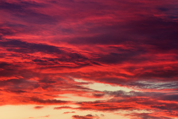 Dramatic colorful sky with cloud sunset