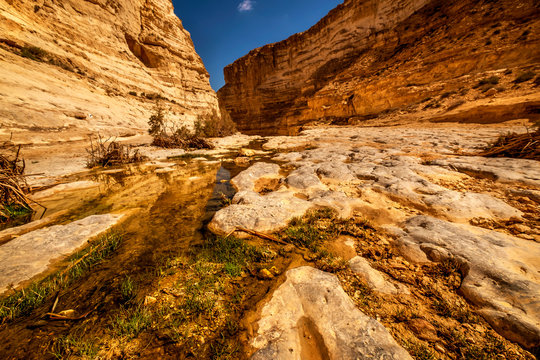 landscape view of canyon at E'in Ovdat nature reserve, Israel