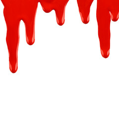 paint dripping isolated on white. liquid red paint runs off