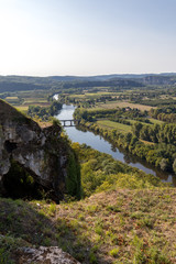 Fototapeta premium View of the River Dordogne and the Dordogne Valley from the walls of the old town of Domme, Dordogne, France