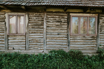 Wood log wall of rural house perfect for  background