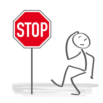 Stoppschild. M&auml;nnchen muss anhalten