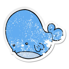 distressed sticker of a cartoon whale