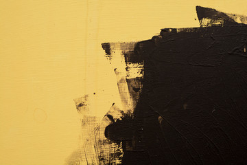 Painted surface, black and yellow texture paint on wood
