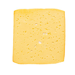 Cheese slice on white background.