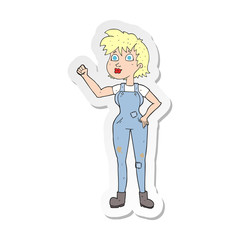sticker of a cartoon confident farmer woman