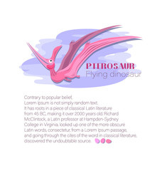 Pterosaurs. Flying dinosaur . Poster with a place for text. Illustration for a children's book or for a historical event, an invitation to a Dino party. © velishchuknatali