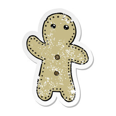 distressed sticker of a cartoon gingerbread man
