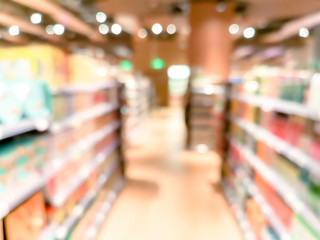 blur background with bokeh of Supermarket store