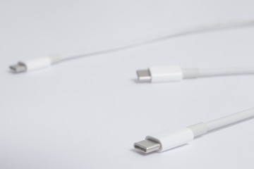 Three type-c cables in white background