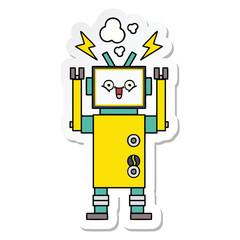 sticker of a cute cartoon happy robot