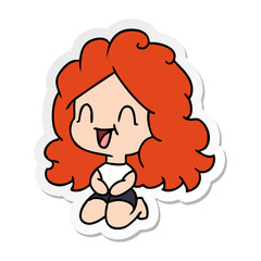 sticker cartoon cute kawaii happy girl