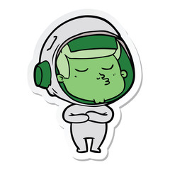 sticker of a cartoon confident astronaut