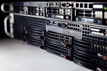 Network servers in a data center background IT business