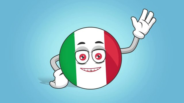 Cartoon Icon Flag Italy Hi Hello with Face Animation with Alpha Matte
