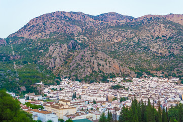 Fototapeta na wymiar The white town of Ubrique under the mountain in Andalusia, Spain