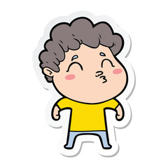 sticker of a cartoon man pouting