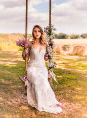 Plum on floral wedding swing