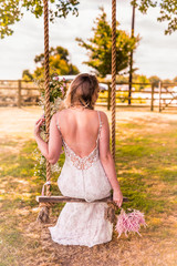 Plum on floral wedding swing