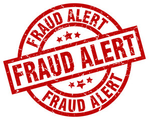 fraud alert round red grunge stamp