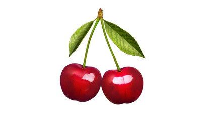 Fresh double cherry  isolated on a white background