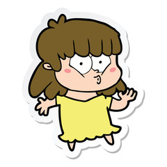 sticker of a cartoon whistling girl
