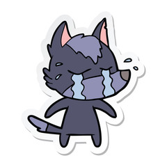 sticker of a cartoon crying wolf