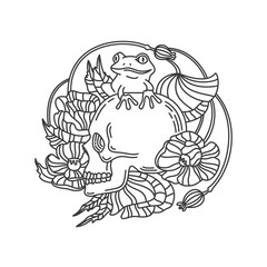 Skull and poppy flower. Vector illustration.