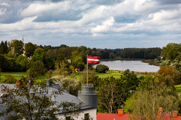 Latvian flag on a pole i