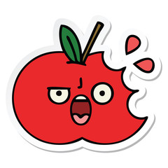 sticker of a cute cartoon red apple