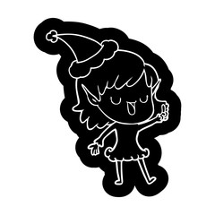 cartoon icon of a elf girl wearing santa hat