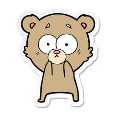 sticker of a anxious bear cartoon