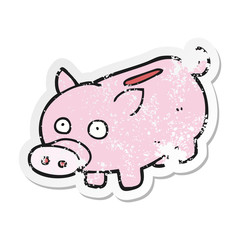 retro distressed sticker of a cartoon piggy bank