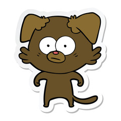 sticker of a nervous dog cartoon