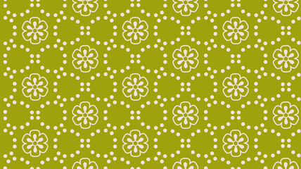 Green abstract flower dot vector seamless pattern - 255144480