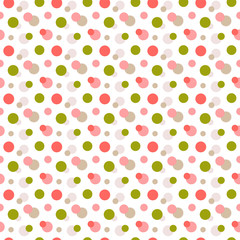 Pastel coral and green dots vector seamless pattern - 255144638