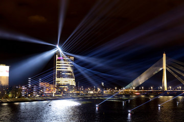 Fototapeta na wymiar city with bridge at night