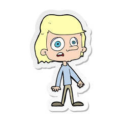 sticker of a cartoon worried boy