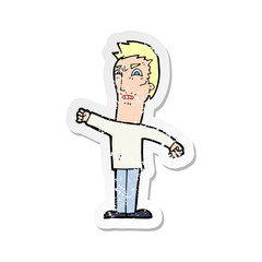 retro distressed sticker of a cartoon annoyed man